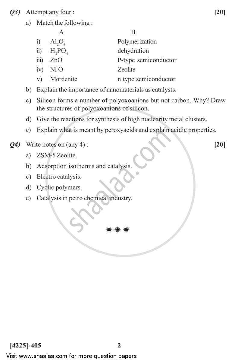 Inorganic Solids and Heterogeneous Catalysis 2012-2013 - M.Sc. - Semester 4 - University of Pune question paper with PDF download
