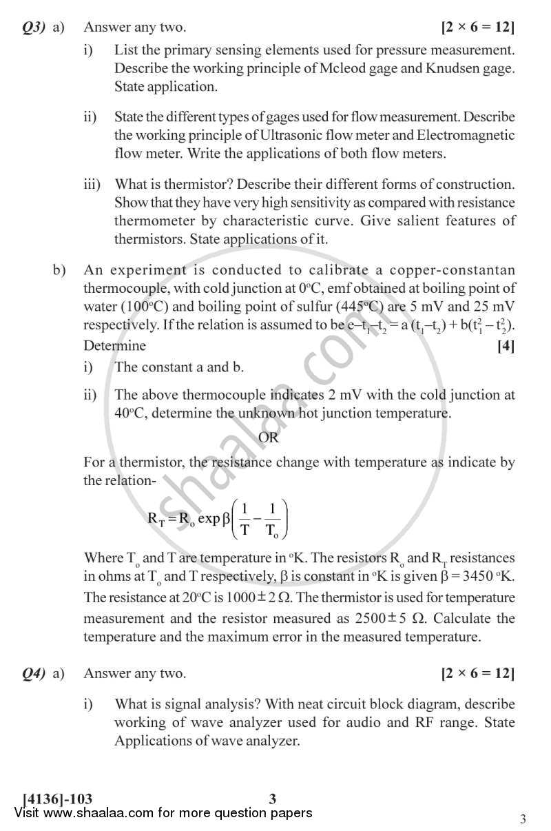 Instrumentation and Measurement Techniques 2011-2012 - M.Sc. - Semester 1 - University of Pune question paper with PDF download
