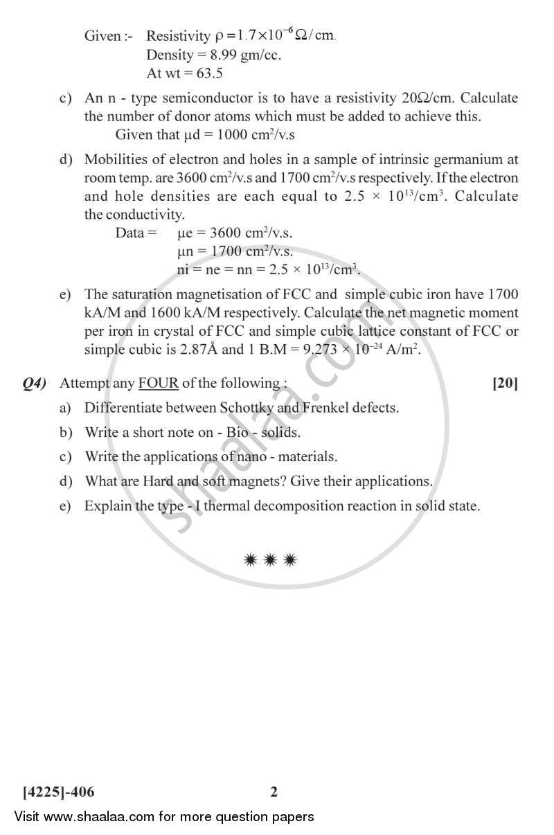 Materials Science 2012-2013 - M.Sc. - Semester 4 - University of Pune question paper with PDF download