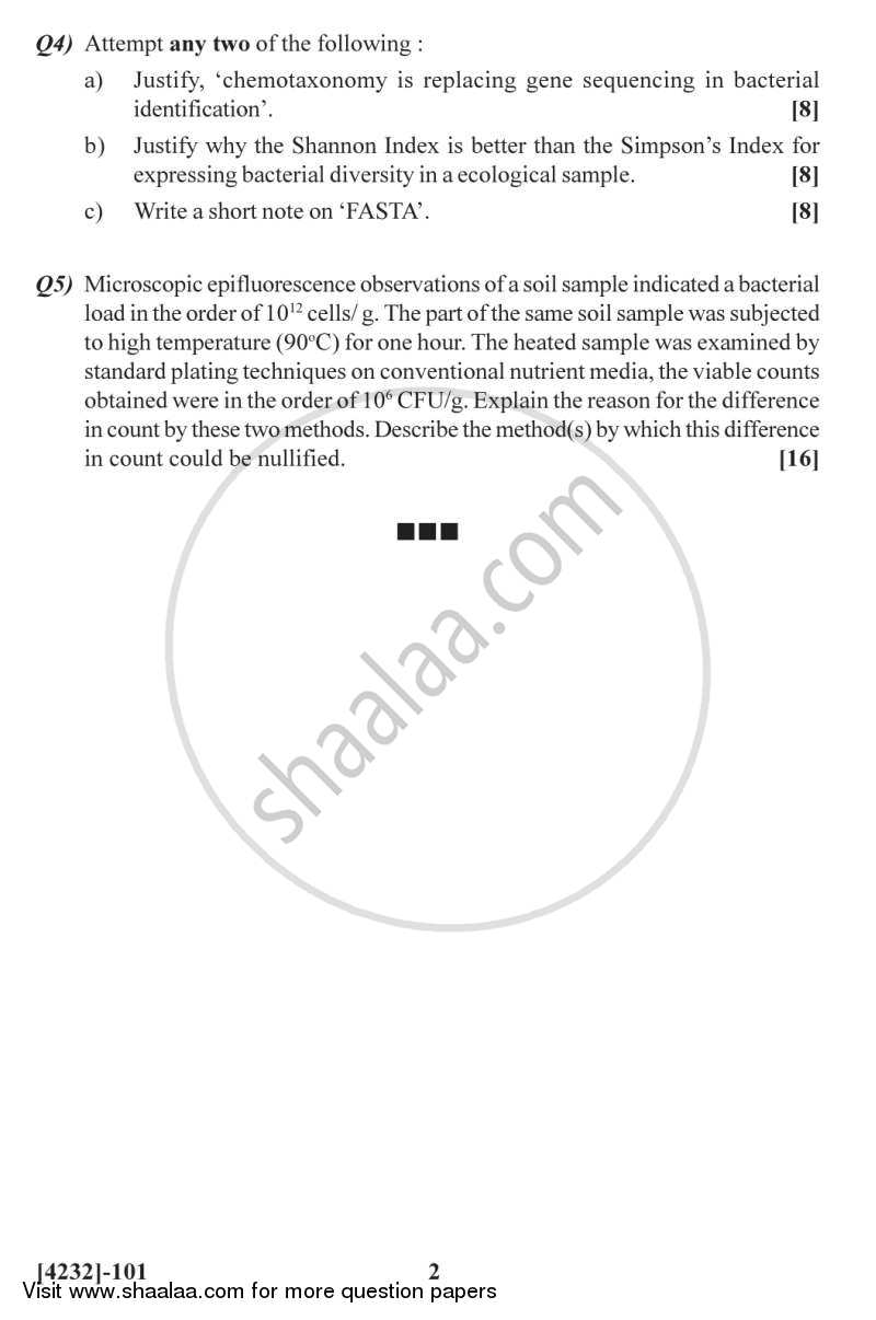 Microbial Diversity and Taxonomy 2012-2013 - M.Sc. - Semester 1 - University of Pune question paper with PDF download