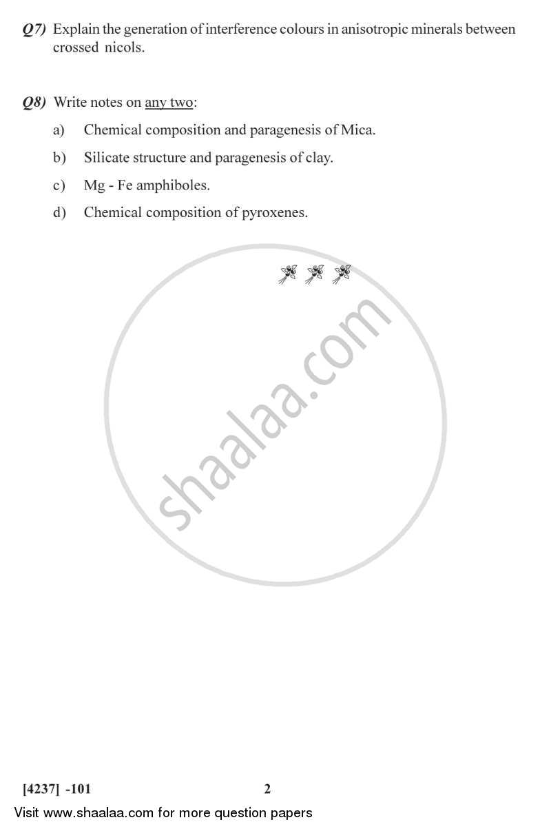 Mineralogy 2012-2013 - M.Sc. - Semester 1 - University of Pune question paper with PDF download