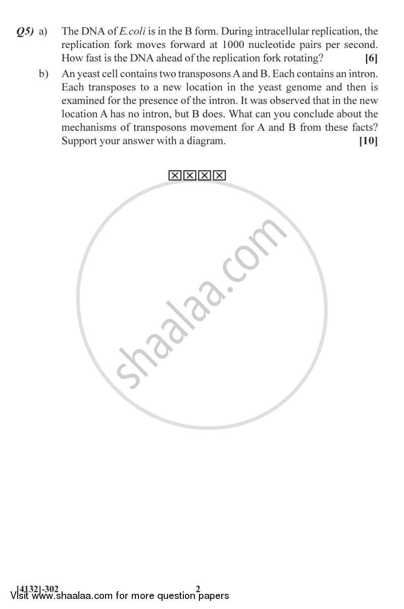 Molecular Biology 1 2011-2012 - M.Sc. - Semester 3 - University of Pune question paper with PDF download