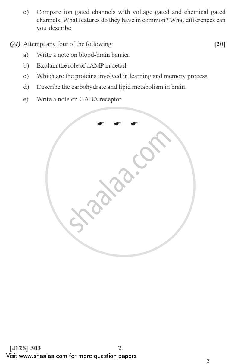 Neurochemistry 2011-2012 - M.Sc. - Semester 3 - University of Pune question paper with PDF download