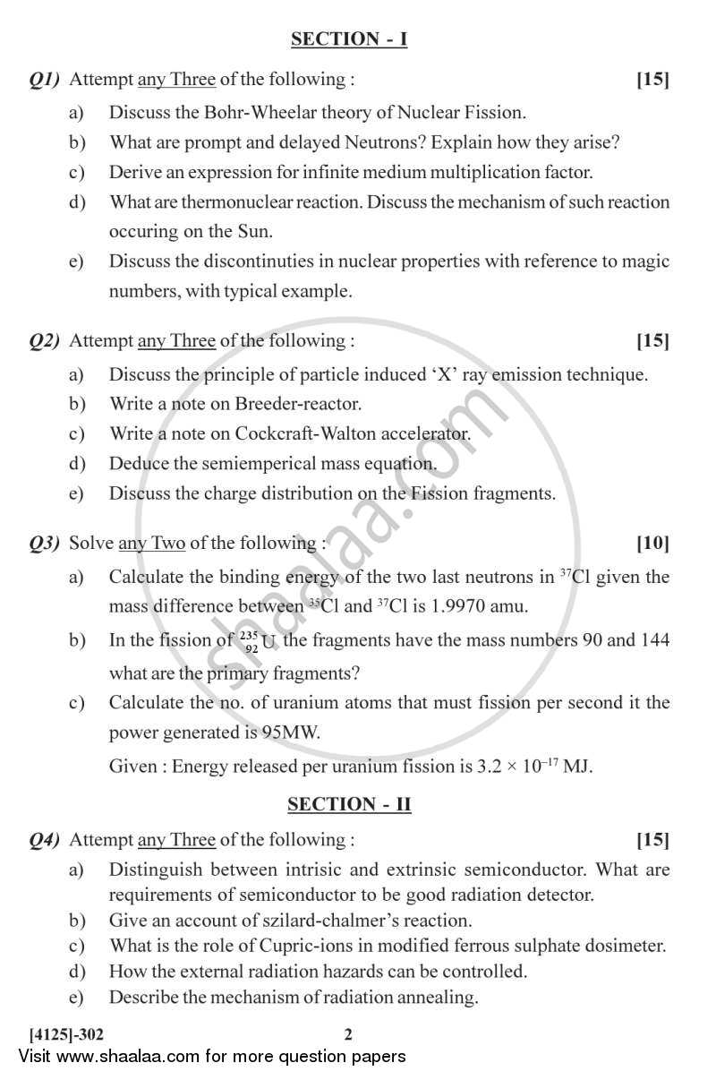 Nuclear and Radiation Chemistry 2011-2012 - M.Sc. - Semester 3 - University of Pune question paper with PDF download