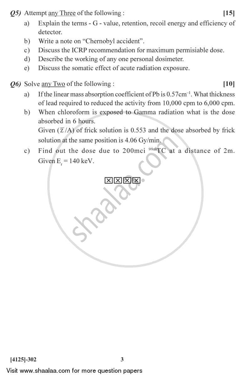 Nuclear and Radiation Chemistry 2011-2012 - M.Sc. - Semester 3 - University of Pune question paper with PDF download