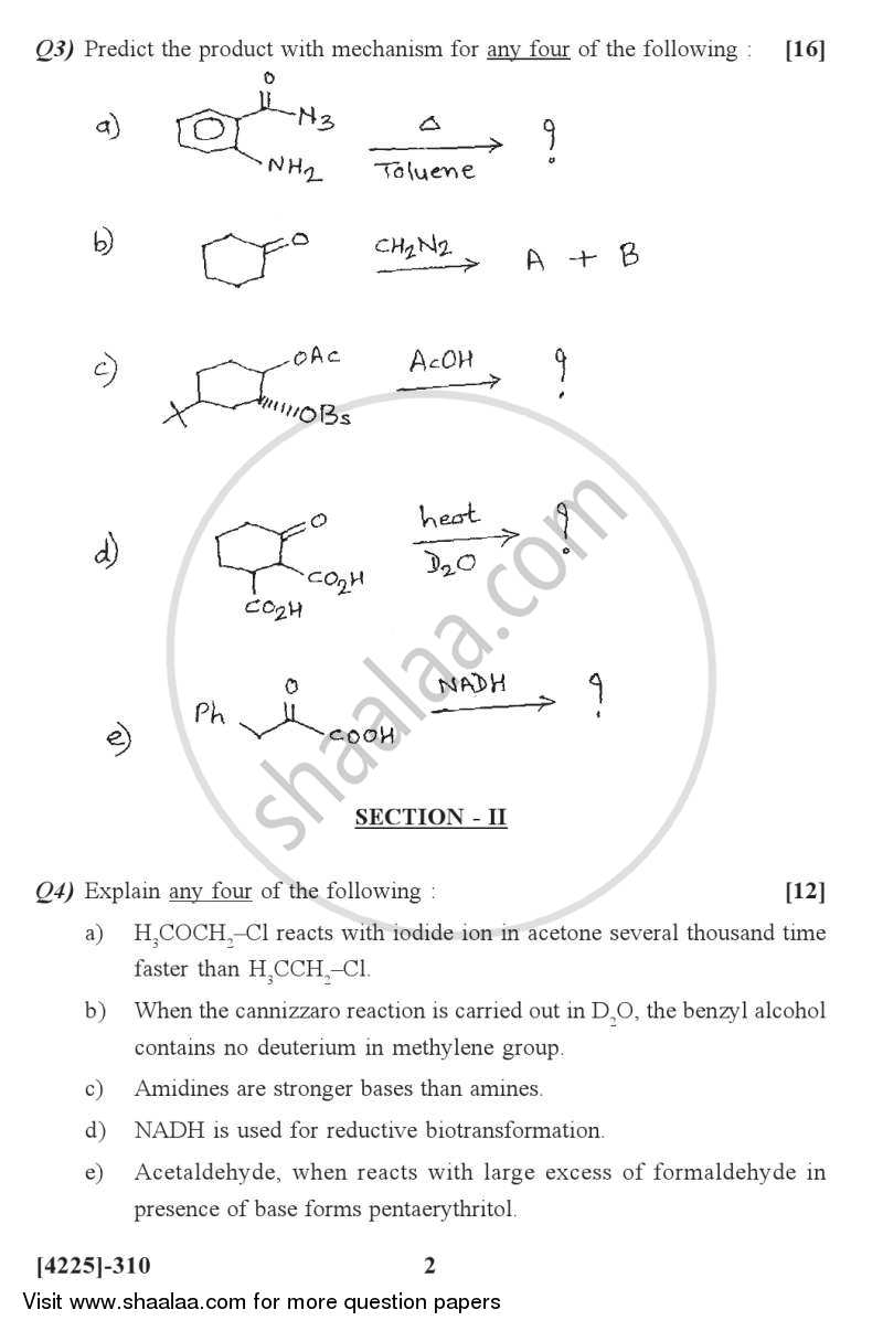 Organic Reaction Mechanism 2012-2013 - M.Sc. - Semester 3 - University of Pune question paper with PDF download
