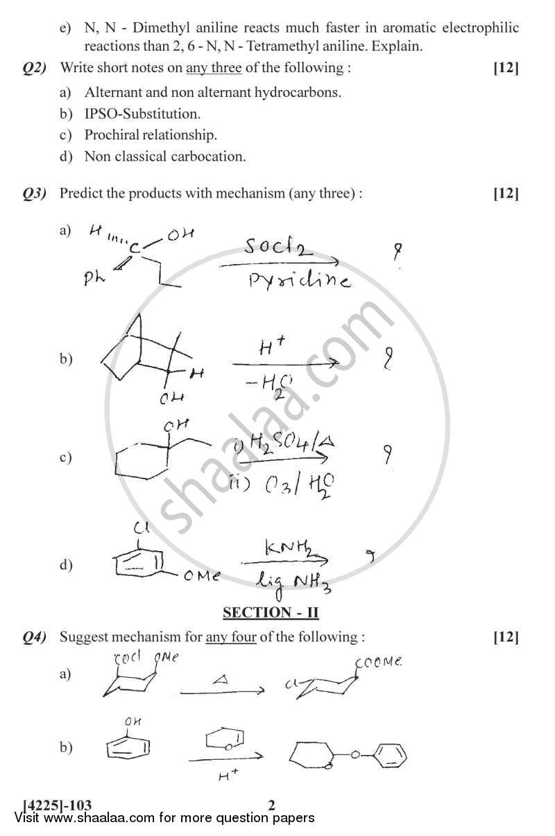 Organic Reaction Mechanism and Stereochemistry 2012-2013 - M.Sc. - Semester 1 - University of Pune question paper with PDF download