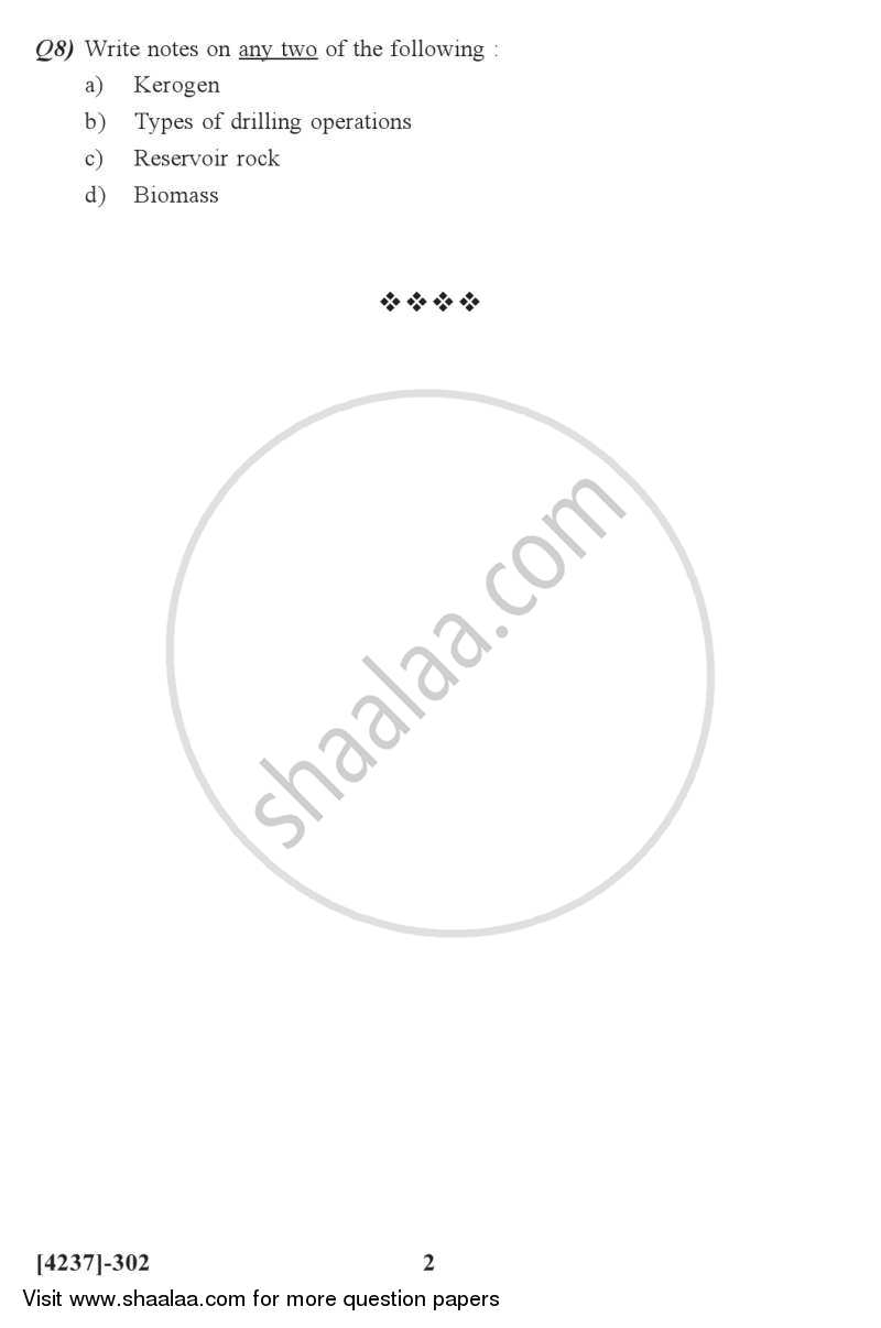 Petroleum Geology 2012-2013 - M.Sc. - Semester 3 - University of Pune question paper with PDF download