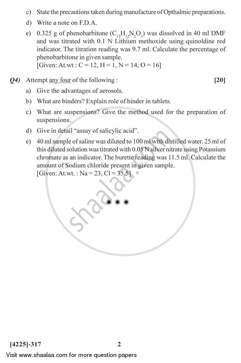 Pharmaceutical Analysis 2012-2013 - M.Sc. - Semester 3 - University of Pune question paper with PDF download