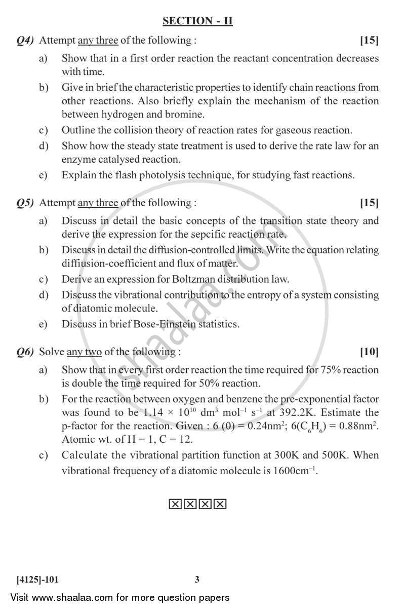 Physical Chemistry 1 2011-2012 - M.Sc. - Semester 1 - University of Pune question paper with PDF download