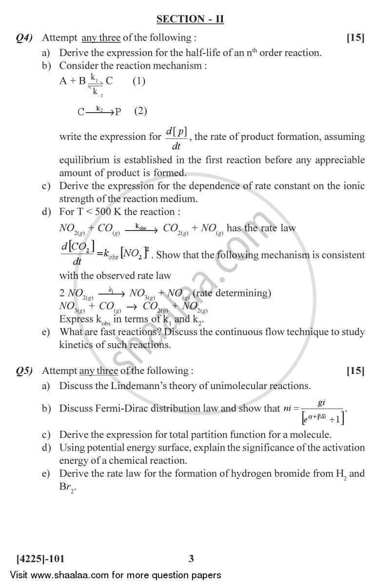 Physical Chemistry 1 2012-2013 - M.Sc. - Semester 1 - University of Pune question paper with PDF download