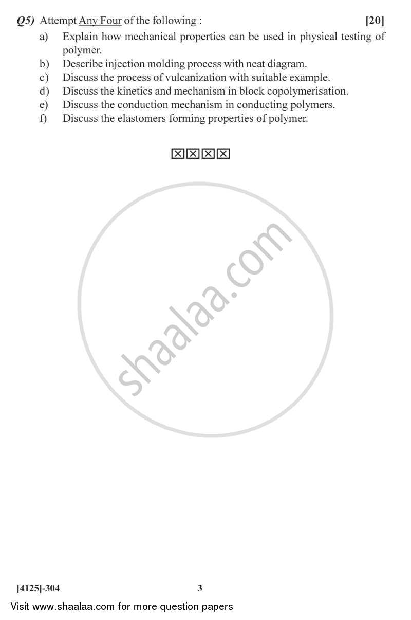 Polymer Chemistry 2011-2012 - M.Sc. - Semester 3 - University of Pune question paper with PDF download