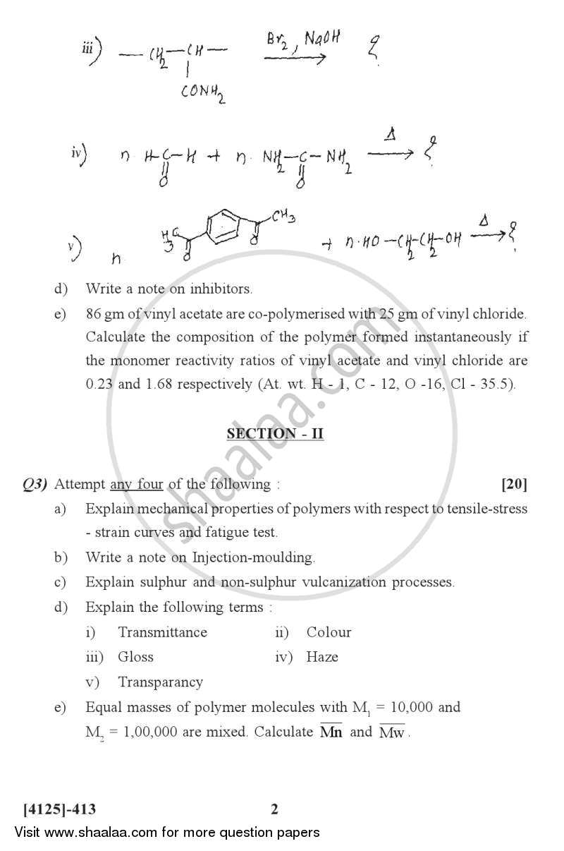 Polymer Technology 2011-2012 - M.Sc. - Semester 4 - University of Pune question paper with PDF download