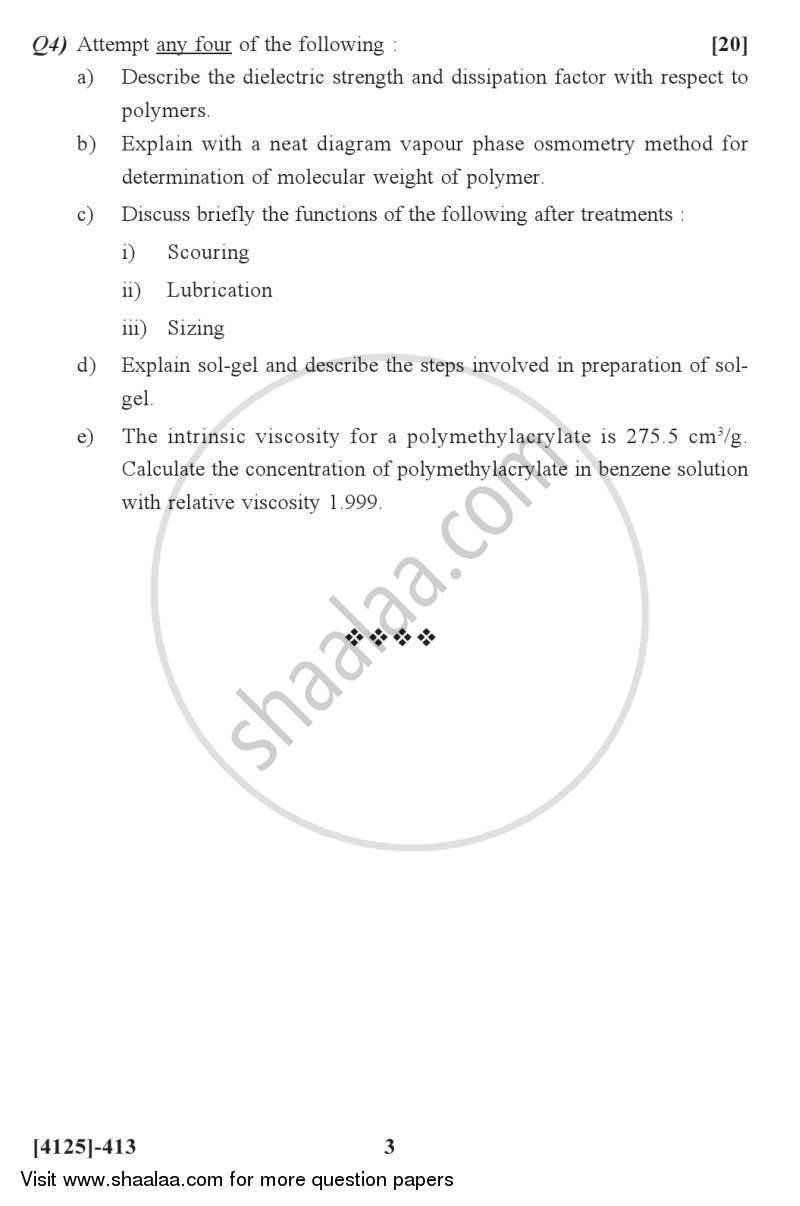 Polymer Technology 2011-2012 - M.Sc. - Semester 4 - University of Pune question paper with PDF download