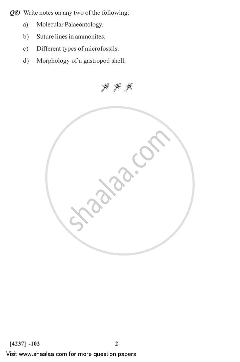 Principles of Stratigraphy and Palaeontology 2012-2013 - M.Sc. - Semester 1 - University of Pune question paper with PDF download