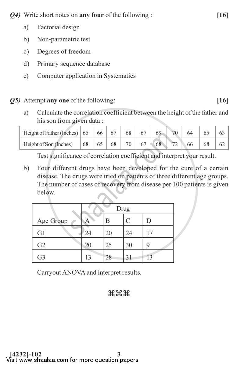 Quantitative Biology 2012-2013 - M.Sc. - Semester 1 - University of Pune question paper with PDF download