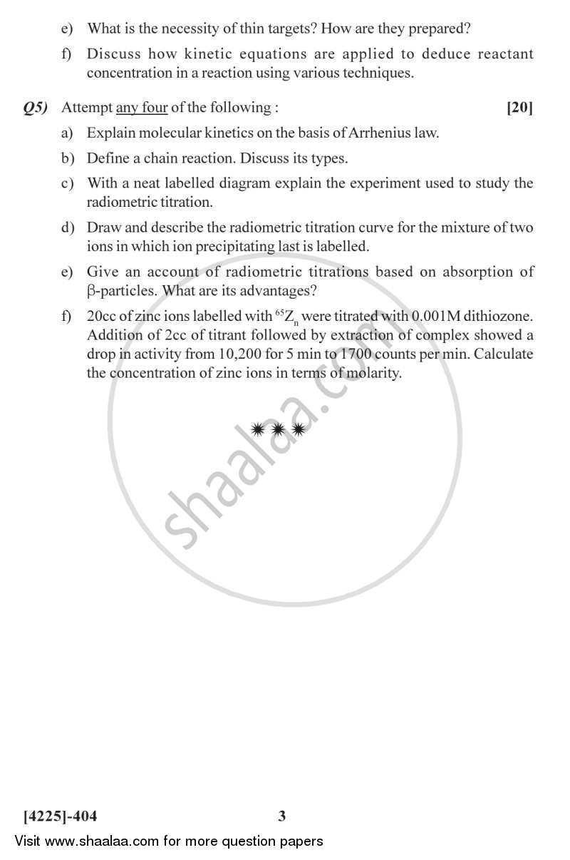 Special Topics in Nuclear and Radiation Chemistry 2012-2013 - M.Sc. - Semester 4 - University of Pune question paper with PDF download