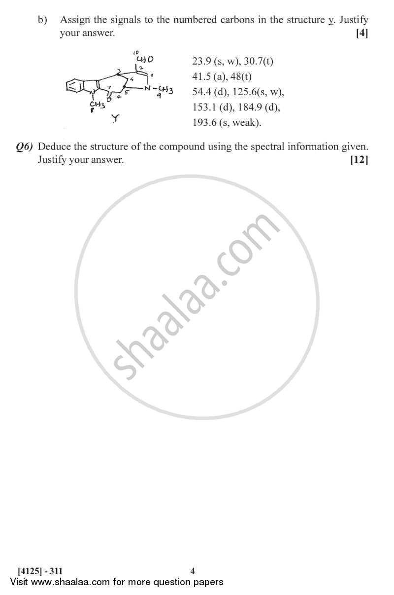 Spectroscopic Methods in Structure Determination 2011-2012 - M.Sc. - Semester 3 - University of Pune question paper with PDF download