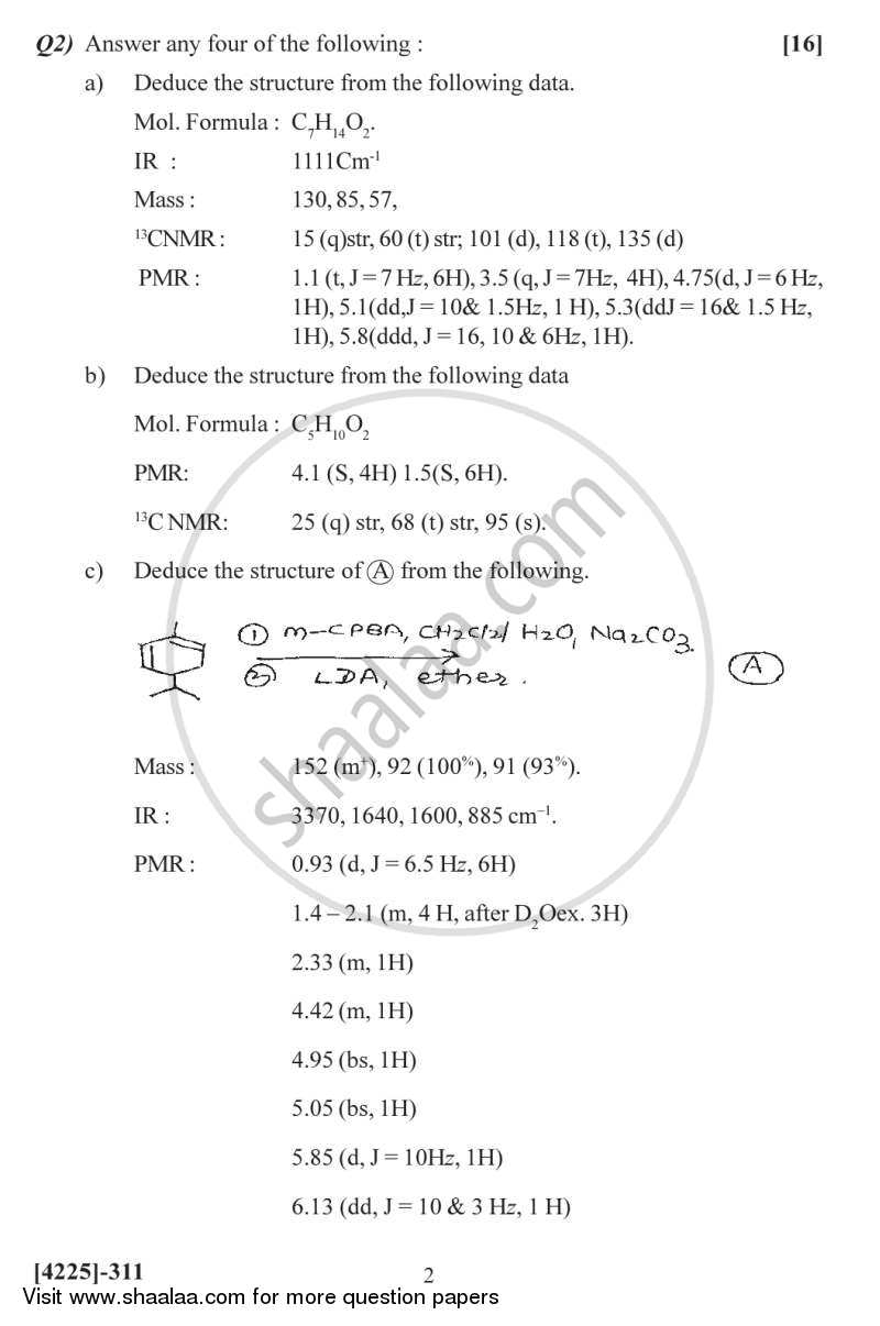 Spectroscopic Methods in Structure Determination 2012-2013 - M.Sc. - Semester 3 - University of Pune question paper with PDF download