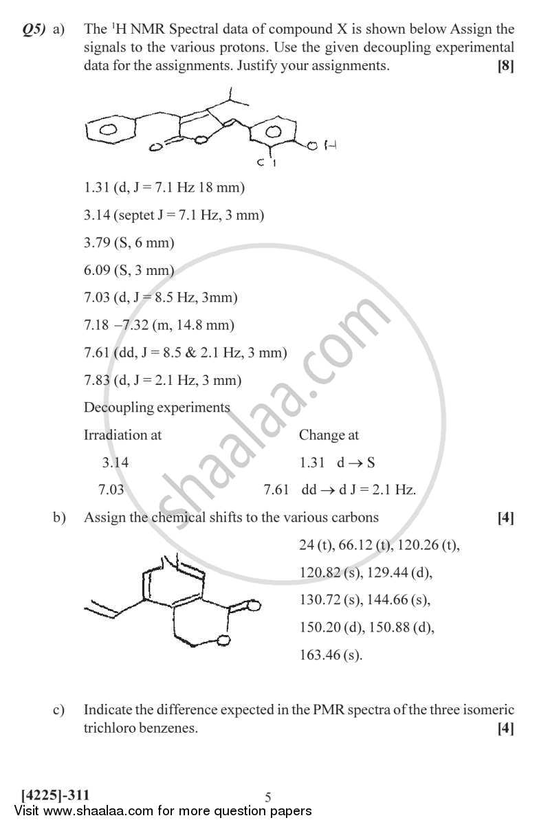 Spectroscopic Methods in Structure Determination 2012-2013 - M.Sc. - Semester 3 - University of Pune question paper with PDF download