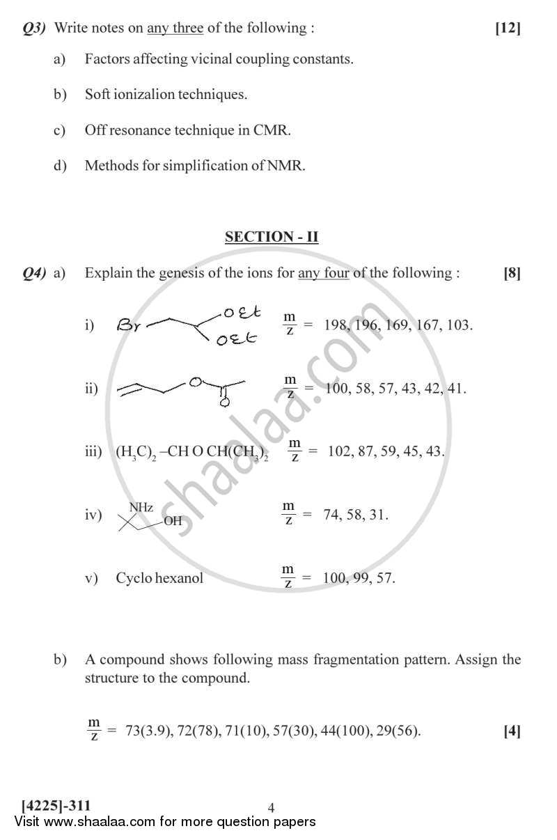 Spectroscopic Methods in Structure Determination 2012-2013 - M.Sc. - Semester 3 - University of Pune question paper with PDF download