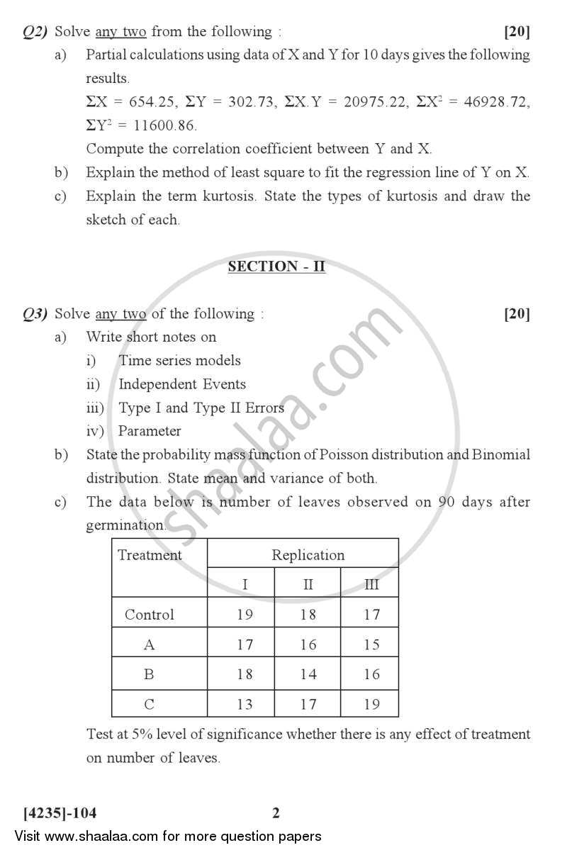 Statistical and Research Methods 2012-2013 - M.Sc. - Semester 1 - University of Pune question paper with PDF download