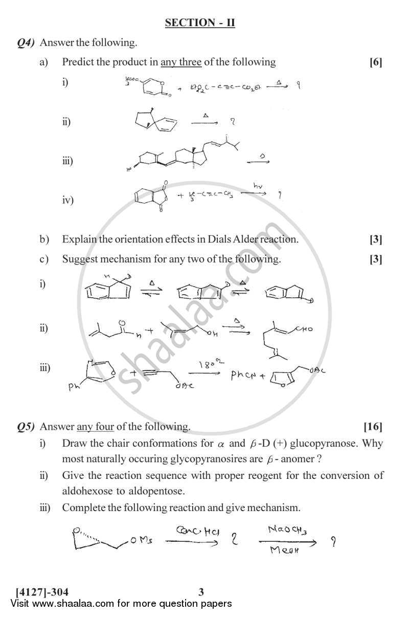 Stereo Chemical Principles and Applications 2011-2012 - M.Sc. - Semester 3 - University of Pune question paper with PDF download