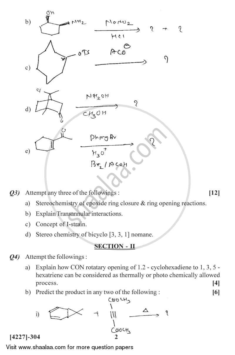 Stereo Chemical Principles and Applications 2012-2013 - M.Sc. - Semester 3 - University of Pune question paper with PDF download