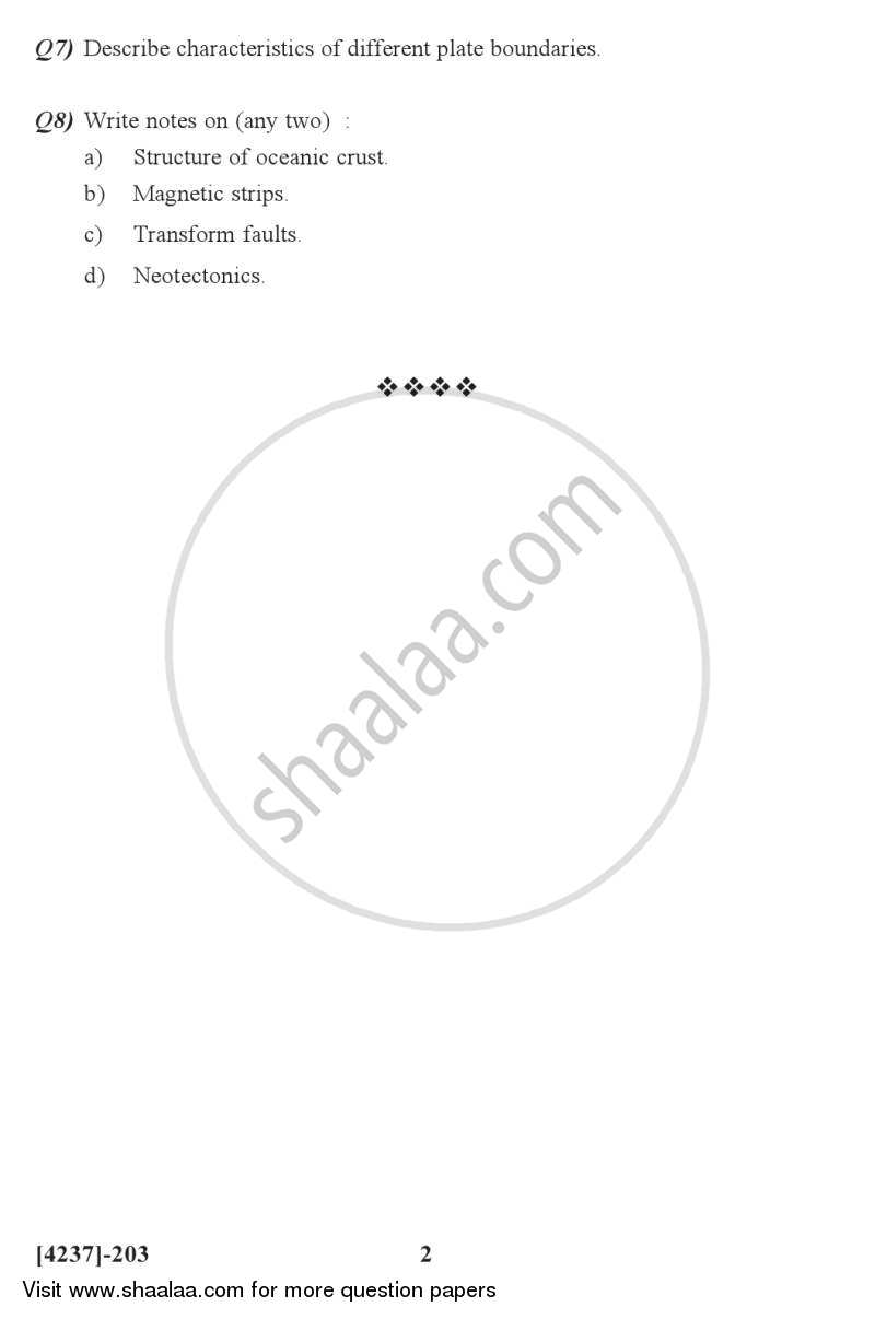 Structural Geology and Tectonics 2012-2013 - M.Sc. - Semester 2 - University of Pune question paper with PDF download