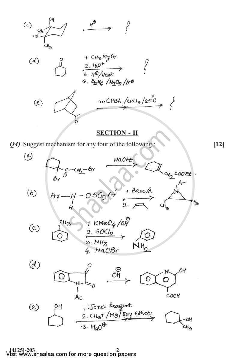 Synthetic Organic Chemistry and Spectroscopy 2011-2012 - M.Sc. - Semester 2 - University of Pune question paper with PDF download