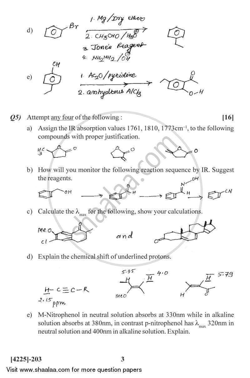 Synthetic Organic Chemistry and Spectroscopy 2012-2013 - M.Sc. - Semester 2 - University of Pune question paper with PDF download