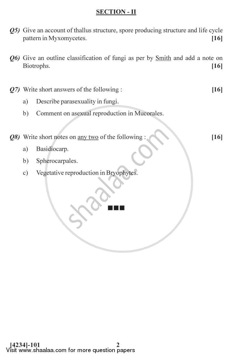 Systematics of Non-vascular Plants 2012-2013 - M.Sc. - Semester 1 - University of Pune question paper with PDF download