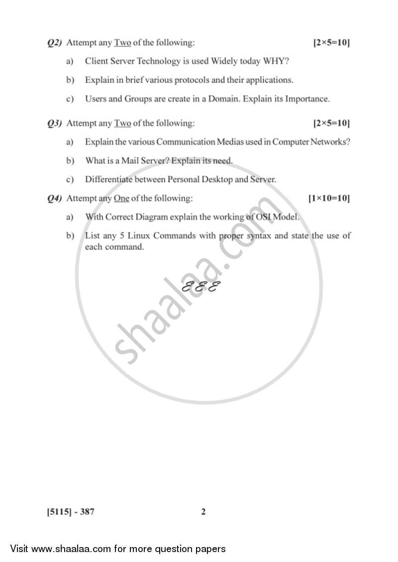Network Concepts 1 2016-2017 Semester 5 (FYBSc) - University of Pune question paper with PDF download