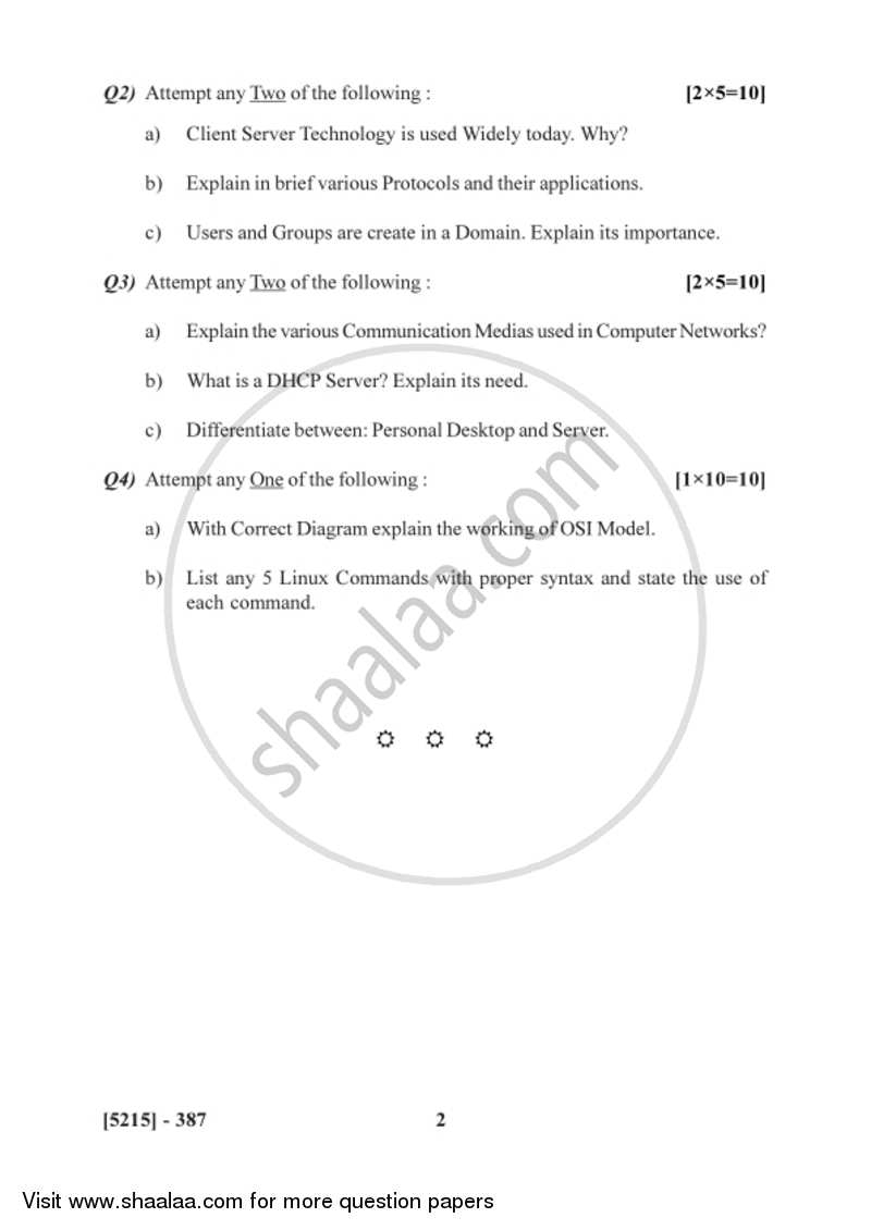 Network Concepts 1 2017-2018 Semester 5 (FYBSc) - University of Pune question paper with PDF download