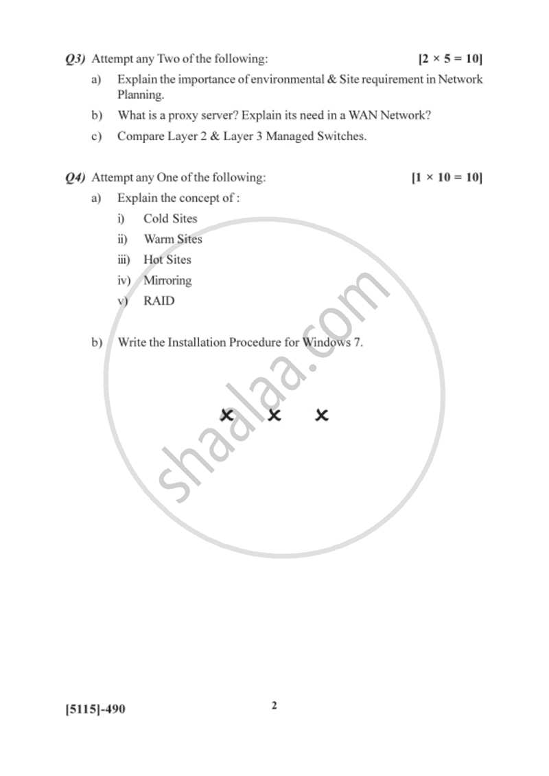 Network Concepts 2 2016-2017 Semester 6 (FYBSc) - University of Pune question paper with PDF download
