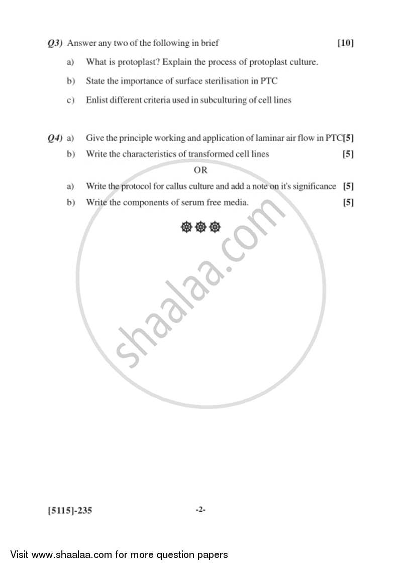 Plant and Animal Tissue Culture 2016-2017 Semester 4 (FYBSc) - University of Pune question paper with PDF download