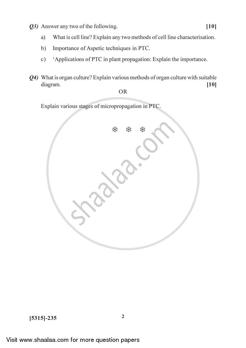 Plant and Animal Tissue Culture 2017-2018 Semester 4 (FYBSc) - University of Pune question paper with PDF download