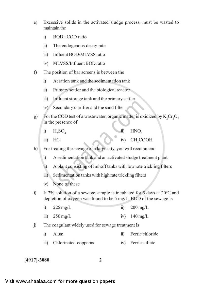 Pollution Control Technology 2015-2016 Semester 5 (FYBSc) - University of Pune question paper with PDF download