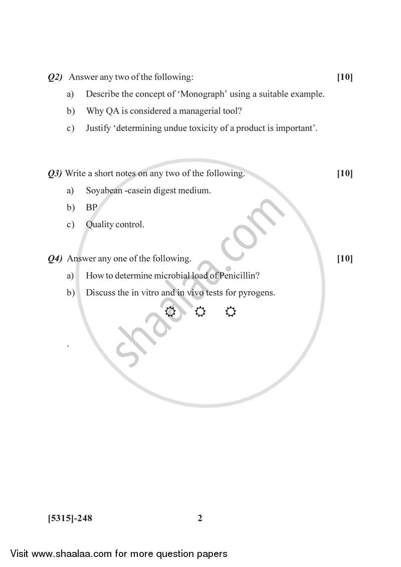 Quality Assurance in Industrial Products 2017-2018 Semester 4 (FYBSc) - University of Pune question paper with PDF download