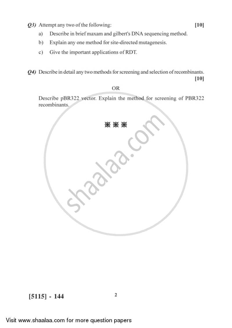 Recombinant DNA Technology 2016-2017 Semester 3 (FYBSc) - University of Pune question paper with PDF download
