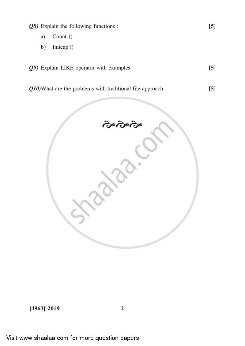 Relational Database Management System 2015-2016 S.Y.B.Com Vocational - University of Pune question paper with PDF download