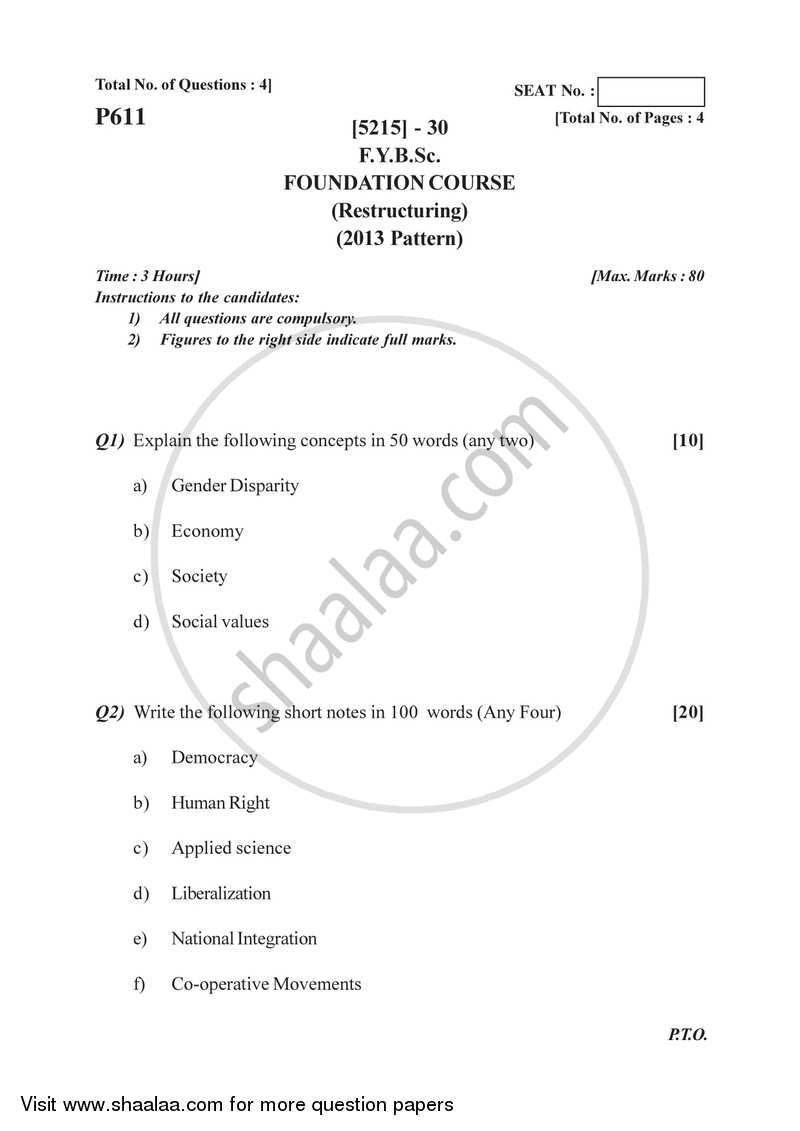 Restructuring 2017-2018 Semester 2 (FYBSc) - University of Pune question paper with PDF download