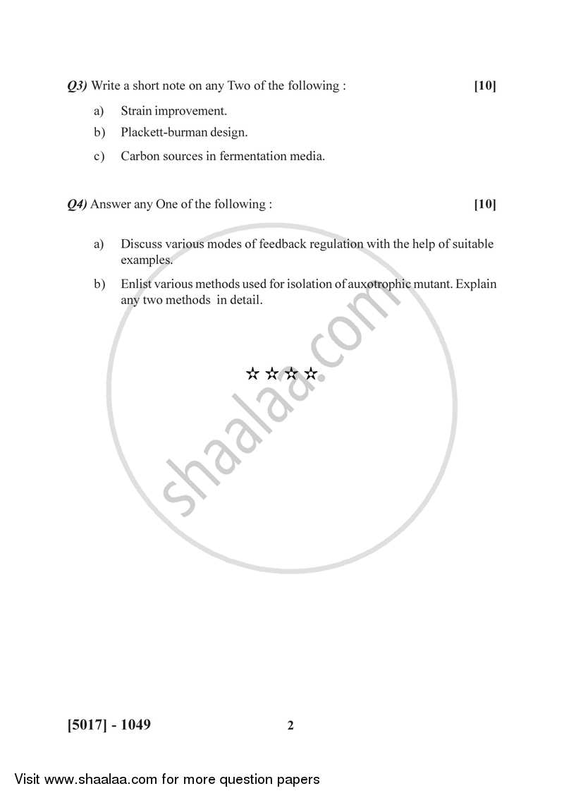 Screening and Process Optimization 2016-2017 Semester 3 (FYBSc) - University of Pune question paper with PDF download