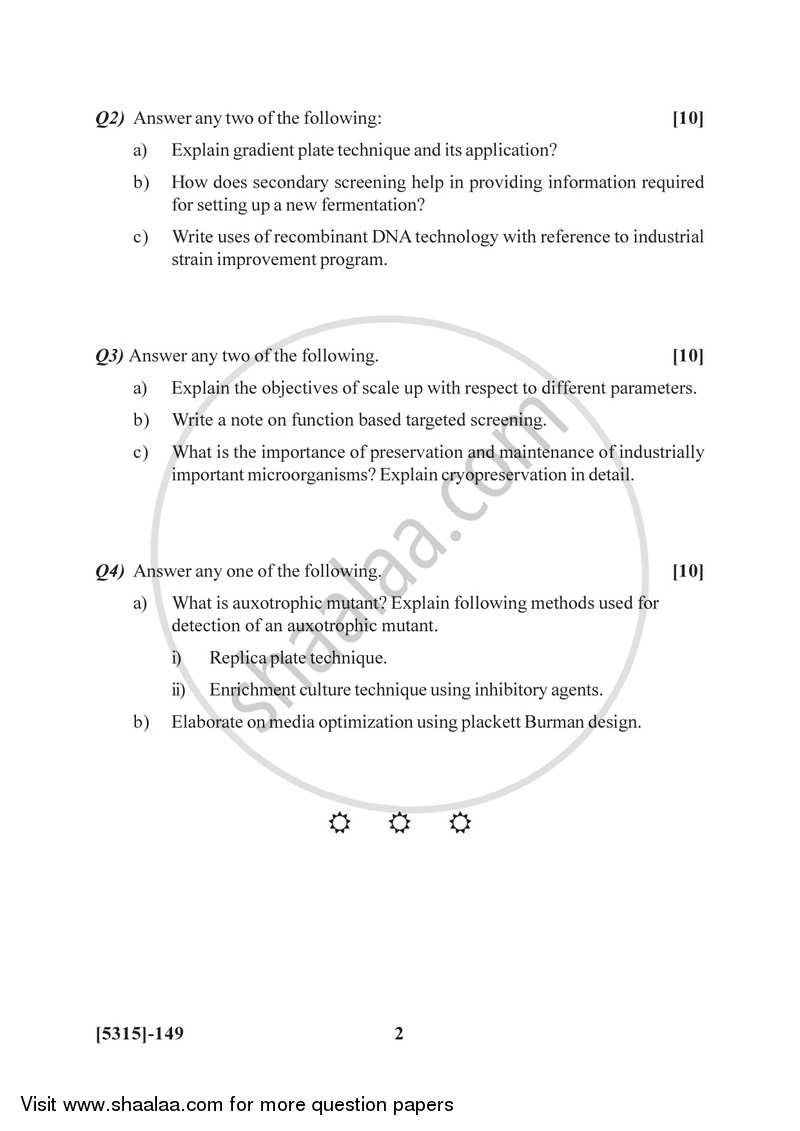 Screening and Process Optimization 2017-2018 Semester 3 (FYBSc) - University of Pune question paper with PDF download