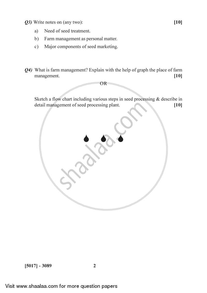 Seed Farm Management, Processing and Storage 2016-2017 Semester 5 (FYBSc) - University of Pune question paper with PDF download