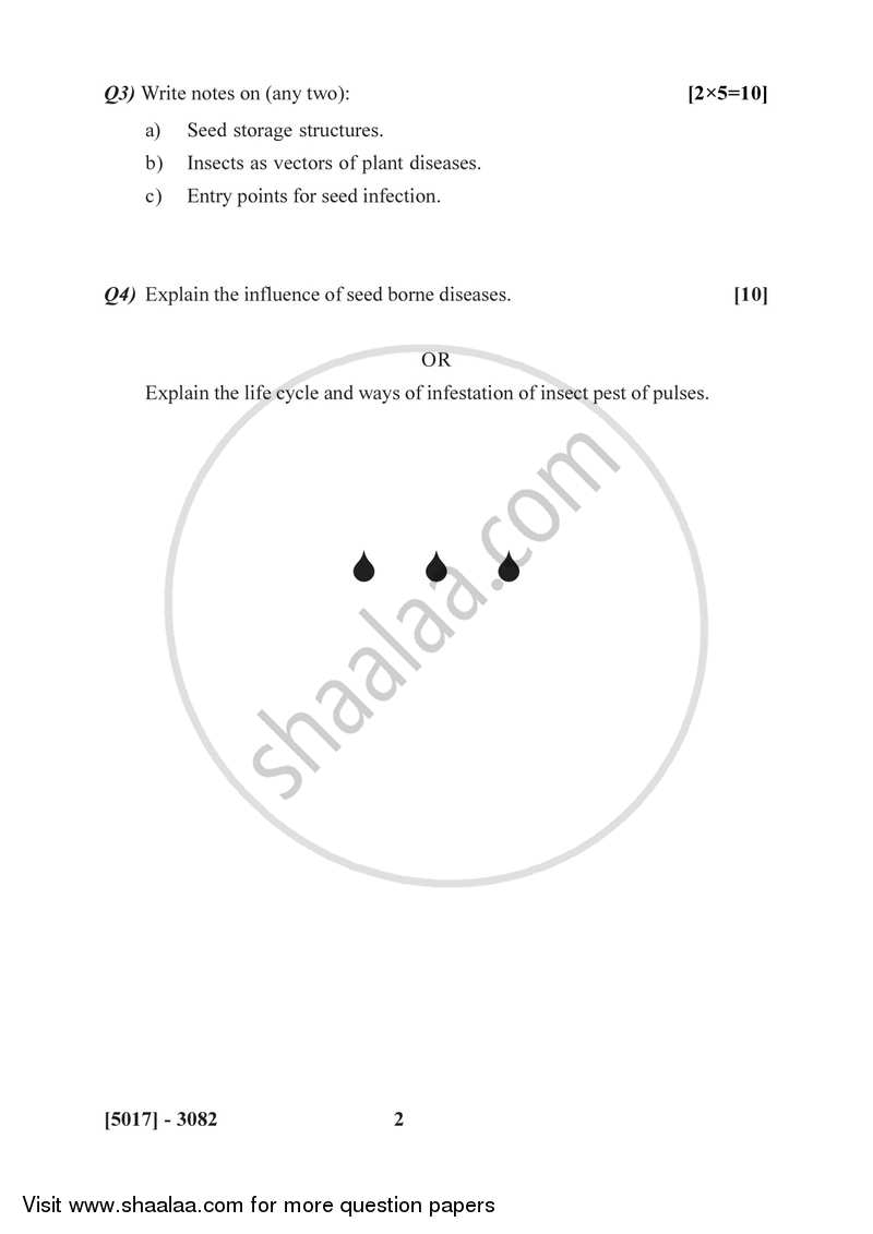 Seed Pathology and Entomology 2016-2017 Semester 5 (FYBSc) - University of Pune question paper with PDF download