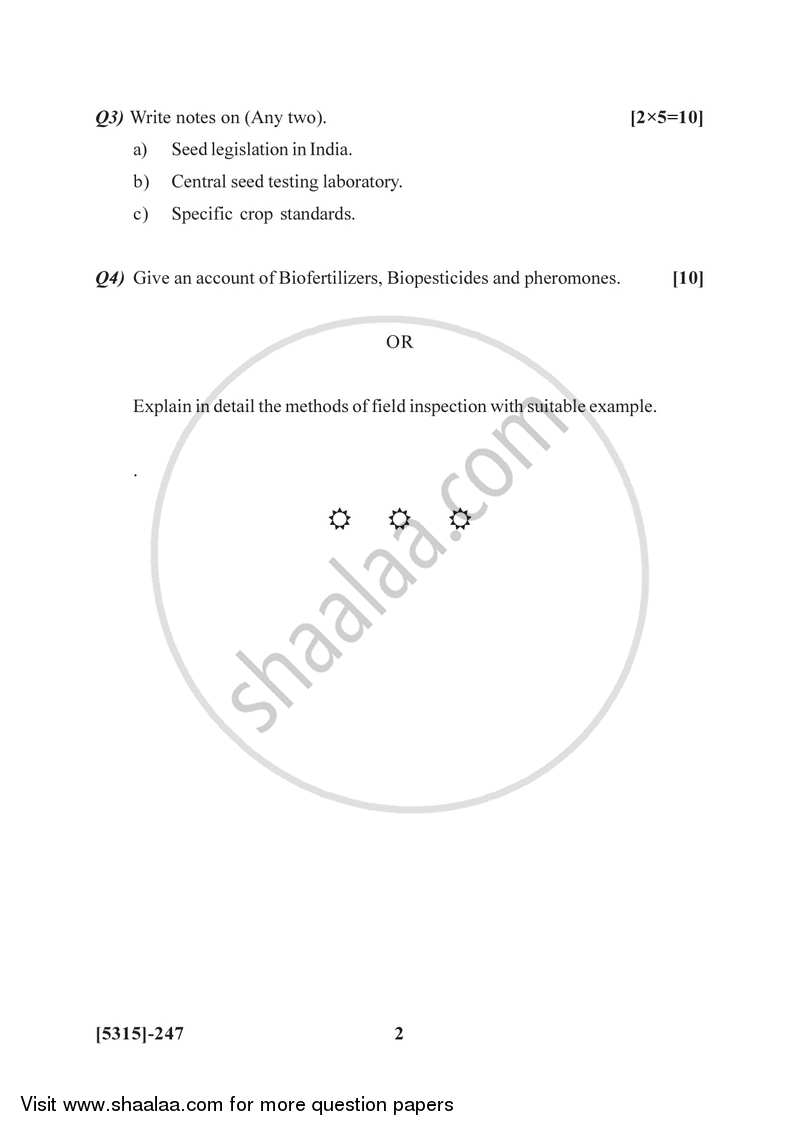 Seed Quality Control 2017-2018 Semester 4 (FYBSc) - University of Pune question paper with PDF download