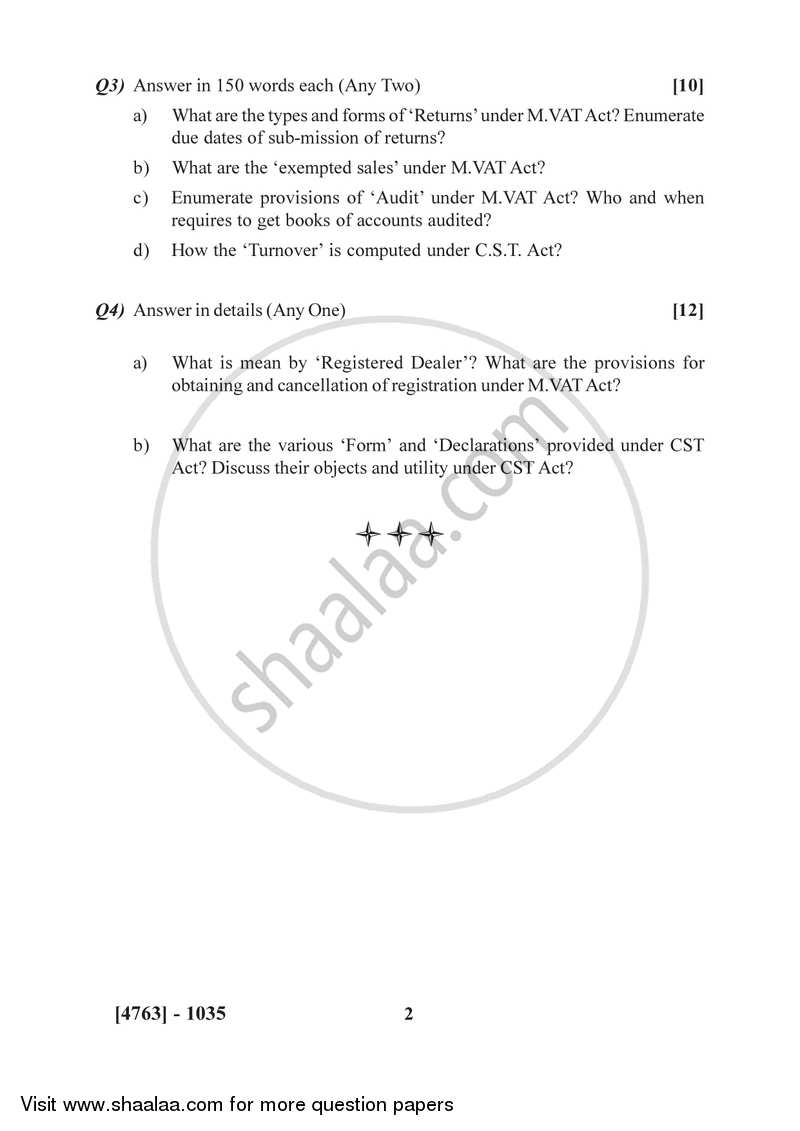 State Sales Tax and Central Sales Tax 2014-2015 F.Y.B.Com Vocational - University of Pune question paper with PDF download