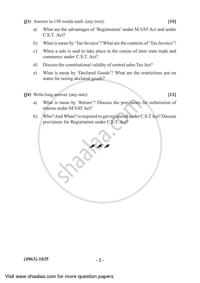 State Sales Tax and Central Sales Tax 2015-2016 F.Y.B.Com Vocational - University of Pune question paper with PDF download
