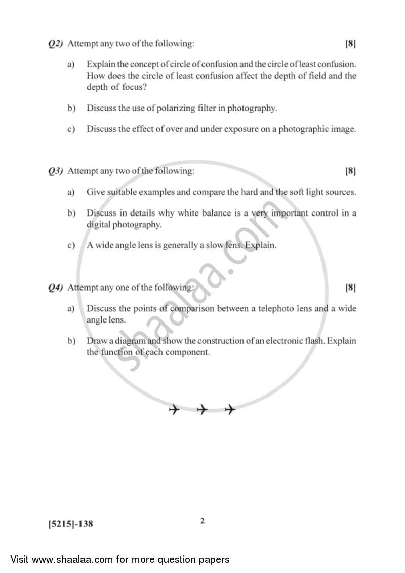 Still Photography , Processing and Printing 2017-2018 Semester 3 (FYBSc) - University of Pune question paper with PDF download